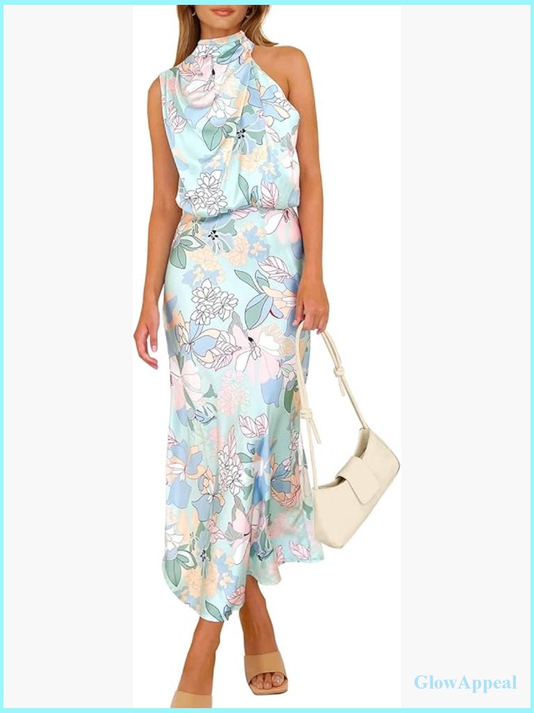 Elegant Sleeveless Mock Neck Maxi Dress Cocktail Party Dress